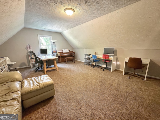 1501 E Main St, Hogansville, GA 30230 - carpeted office space with vaulted ceiling and a textured ceiling