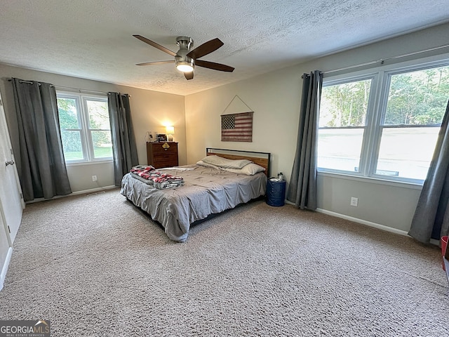 1501 E Main St, Hogansville, GA 30230 - bedroom featuring a textured ceiling, light carpet, and a ceiling fan