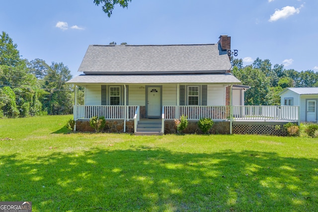 303 Oak Way Dr, Eastanollee, GA 30538 - view of front of property featuring a chimney, a porch, and a front yard
