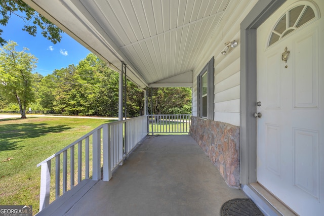 303 Oak Way Dr, Eastanollee, GA 30538 - covered porch featuring a lawn