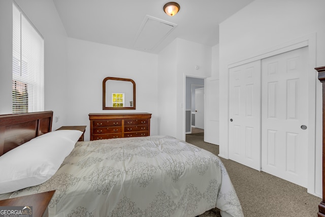 303 Oak Way Dr, Eastanollee, GA 30538 - carpeted bedroom featuring a closet and attic access