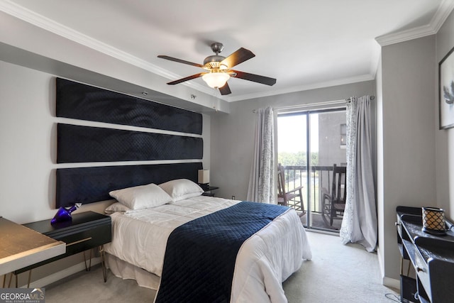 795 Hammond Dr Unit 1012, Atlanta, GA 30328 - bedroom with access to outside, carpet floors, crown molding, and a ceiling fan