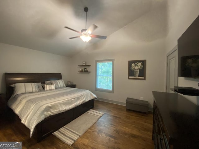 109 Windsong Way, Westminster, SC 29693 - bedroom featuring dark wood finished floors, vaulted ceiling, and a ceiling fan