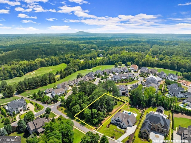 5021 Kings Close, Alpharetta, GA 30004 - aerial view of residential area with a forest and property parcel outlined