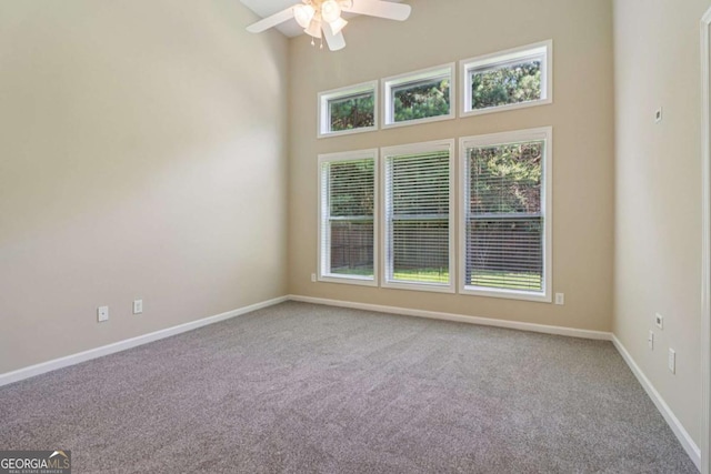 1755 Rutland Pass Dr, Lawrenceville, GA 30045 - spare room featuring carpet flooring, healthy amount of natural light, ceiling fan, and a high ceiling