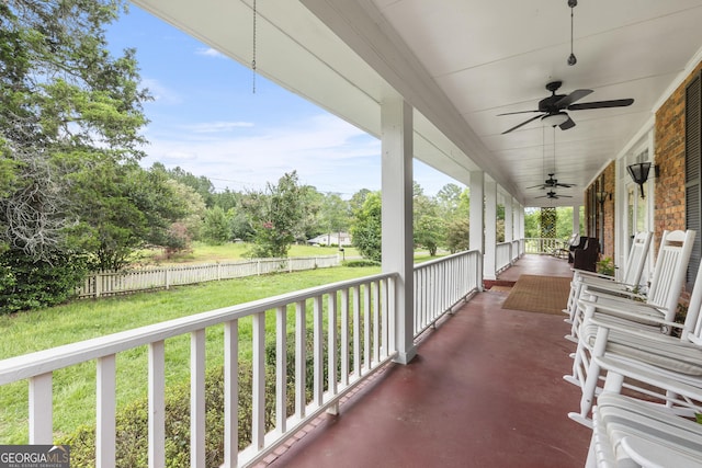 2540 Sugar Hill Rd, Unadilla, GA 31091 - covered porch with a ceiling fan