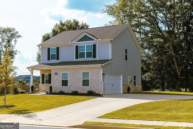 534 Meadows Farm Dr, Monroe, GA 30655 - view of front of home featuring stone siding, an attached garage, concrete driveway, and a shingled roof