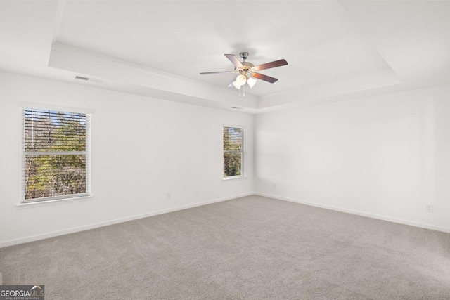 683 Edgar, Hampton, GA 30228 - unfurnished room with a tray ceiling, healthy amount of natural light, ceiling fan, and carpet flooring
