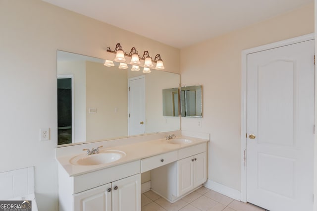 805 River Vly, Dacula, GA 30019 - bathroom featuring double vanity and tile patterned floors