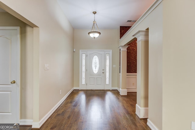805 River Vly, Dacula, GA 30019 - entryway featuring wood finished floors and ornate columns
