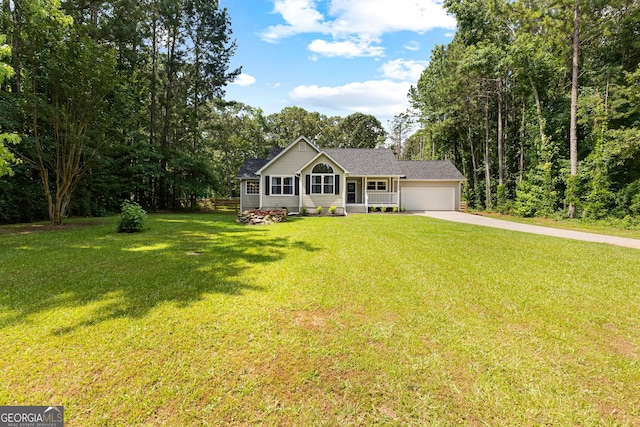 80 Austin Woods Dr, Senoia, GA 30276 - ranch-style house featuring an attached garage, driveway, a front lawn, and a shingled roof