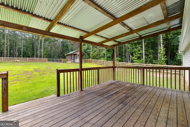 80 Austin Woods Dr, Senoia, GA 30276 - wooden deck with a fenced backyard and an outbuilding