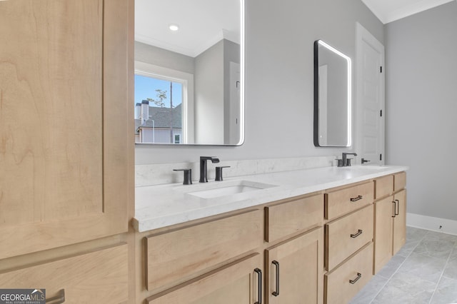 194 Forest Berry Ct Unit 98M2, Newnan, GA 30265 - bathroom with double vanity and crown molding