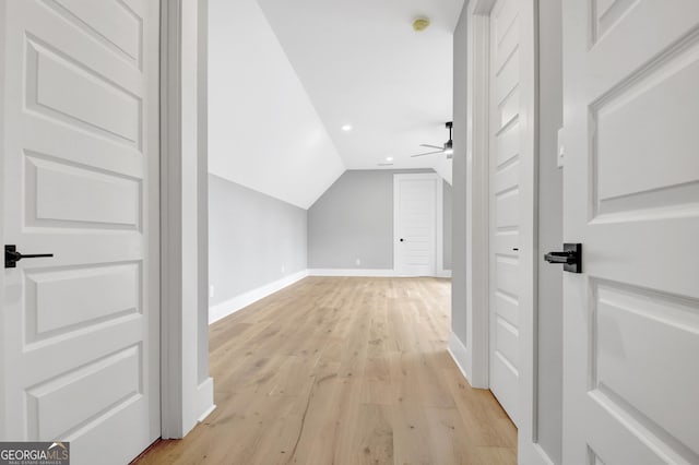 194 Forest Berry Ct Unit 98M2, Newnan, GA 30265 - additional living space featuring lofted ceiling, a ceiling fan, light wood-style flooring, and recessed lighting