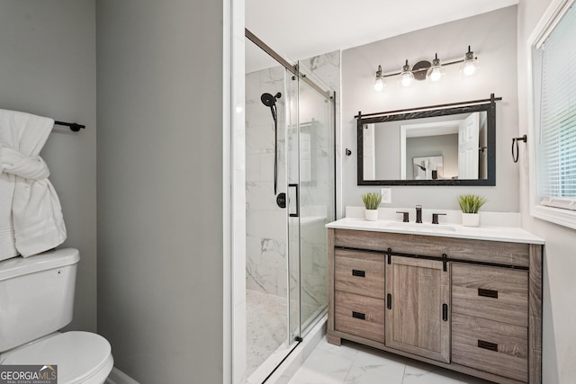 524 Paines Ave NW, Atlanta, GA 30318 - bathroom featuring marble finish flooring, vanity, and a marble finish shower