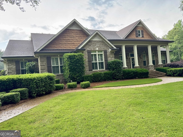7970 Berea Rd, Winston, GA 30187 - craftsman inspired home with a front lawn, a shingled roof, and brick siding