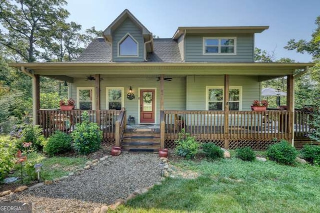 87 Harbin Ct, Morganton, GA 30560 - view of front of house with ceiling fan and covered porch