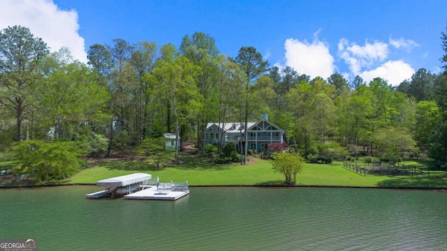 1320 Tal Lewis Rd, White Plains, GA 30678 - water view with a floating dock