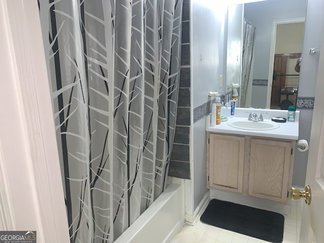 3232 Deer Pause Ln, Decatur, GA 30034 - bathroom featuring vanity and shower / tub combo with curtain