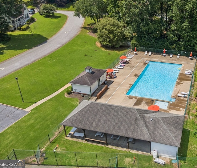 120 Timbervalley Ln, Lawrenceville, GA 30043 - view from above of property featuring a pool area