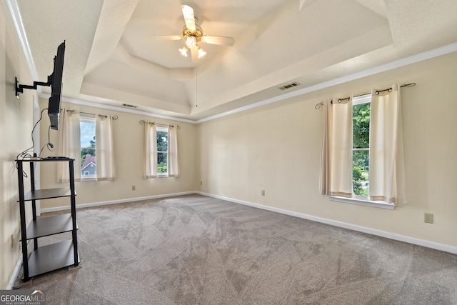11 Chad Ct, Mcdonough, GA 30253 - carpeted spare room featuring a raised ceiling and a ceiling fan