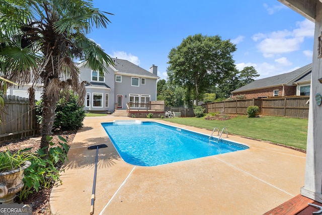 11 Chad Ct, Mcdonough, GA 30253 - view of pool with a wooden deck, a fenced backyard, and a patio area
