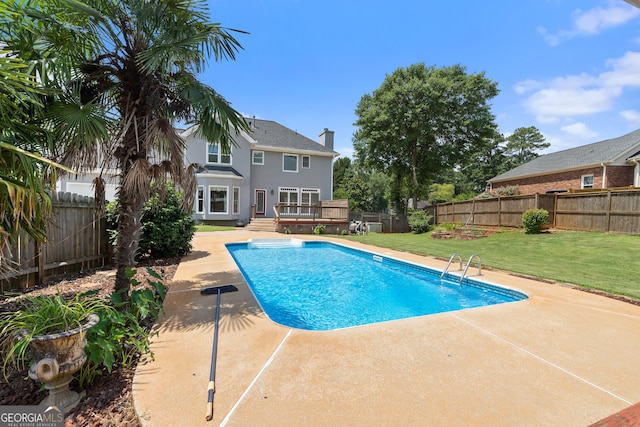 11 Chad Ct, Mcdonough, GA 30253 - view of pool featuring a wooden deck, a fenced backyard, and a patio area