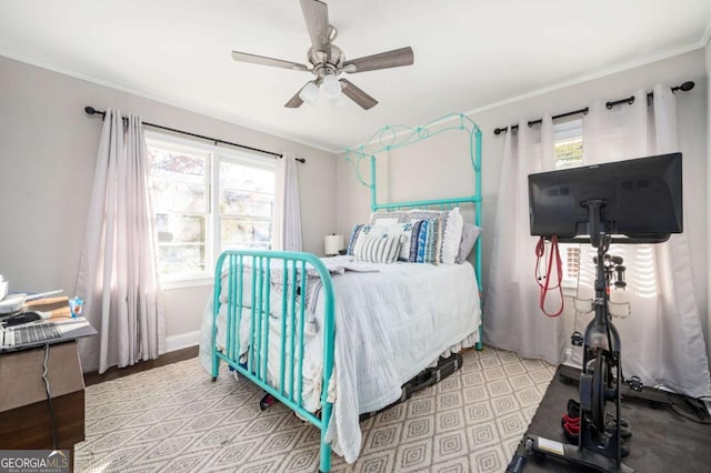 963 Turner Dr SE, Smyrna, GA 30080 - bedroom with multiple windows, ceiling fan, and ornamental molding