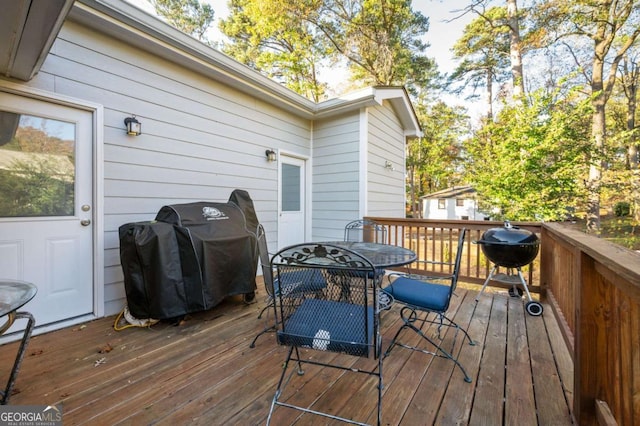 963 Turner Dr SE, Smyrna, GA 30080 - wooden terrace featuring outdoor dining area and grilling area