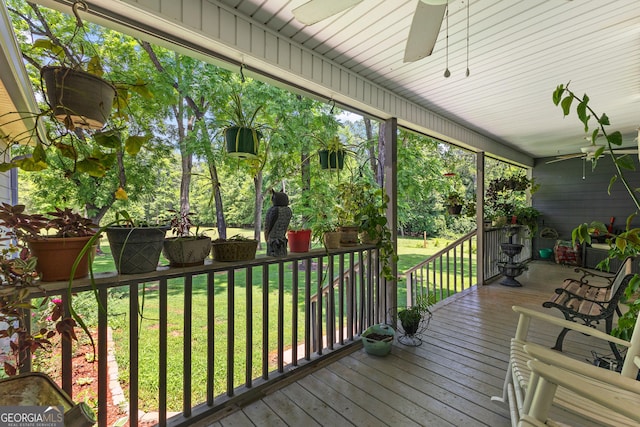 152 Bear Creek Rd, Moreland, GA 30259 - sunroom / solarium featuring ceiling fan