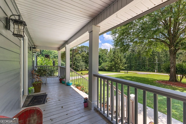 152 Bear Creek Rd, Moreland, GA 30259 - porch with a lawn and view of scattered trees