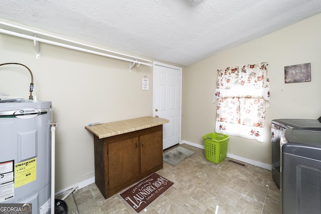 303 Cherokee St, Pine Mountain, GA 31822 - laundry area with water heater, washer and clothes dryer, and a textured ceiling