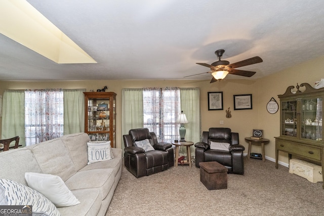 303 Cherokee St, Pine Mountain, GA 31822 - living room featuring light carpet and ceiling fan