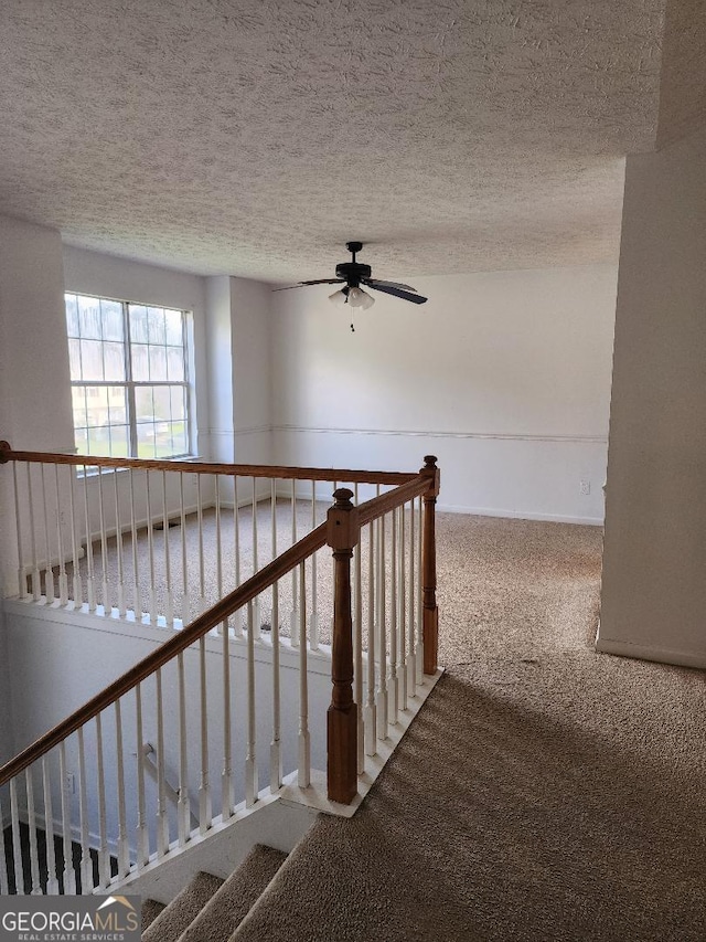 3059 Brass Dr, Austell, GA 30106 - corridor with carpet floors, an upstairs landing, and a textured ceiling