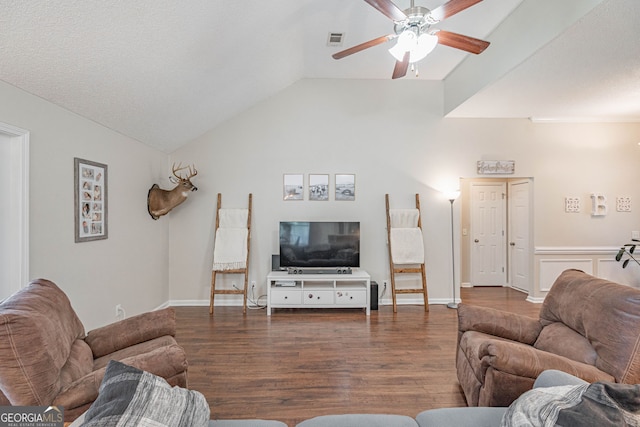 231 Brookstone Ct, Rincon, GA 31326 - living room with ceiling fan, wood finished floors, and vaulted ceiling