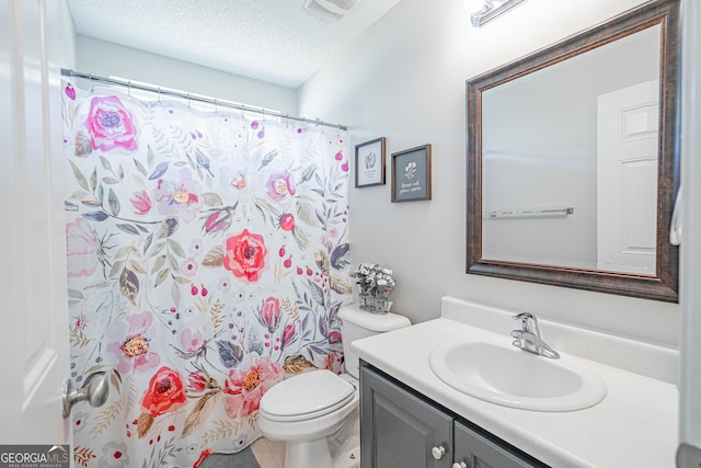 231 Brookstone Ct, Rincon, GA 31326 - bathroom featuring vanity, a textured ceiling, and a shower with shower curtain
