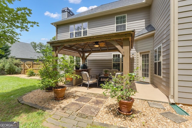 14 Hammock Ridge Dr, Newnan, GA 30265 - view of patio with a gazebo, an outdoor living space, and a ceiling fan