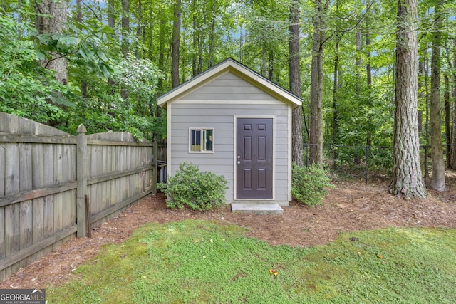 14 Hammock Ridge Dr, Newnan, GA 30265 - view of shed featuring a fenced backyard
