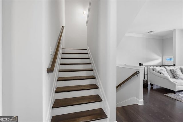 5504 Cameron Parc Dr, Johns Creek, GA 30022 - stairway with wood finished floors and crown molding