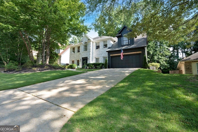 4385 Pinehollow Ct, Alpharetta, GA 30022 - colonial home featuring an attached garage, driveway, and a front yard