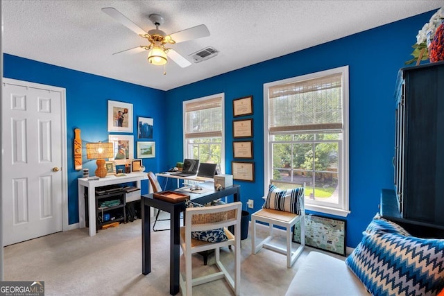 4385 Pinehollow Ct, Alpharetta, GA 30022 - carpeted office space featuring ceiling fan and a textured ceiling