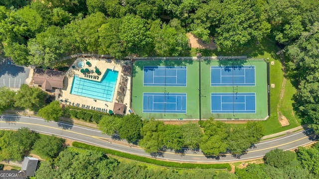 4385 Pinehollow Ct, Alpharetta, GA 30022 - aerial view of a pool area