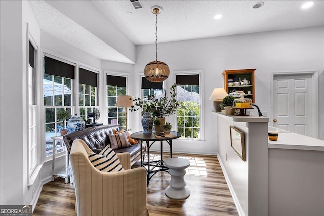 4385 Pinehollow Ct, Alpharetta, GA 30022 - sitting room with plenty of natural light, wood finished floors, a textured ceiling, and recessed lighting