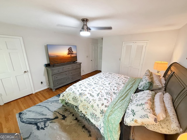 180 Broomsedge Trl, Athens, GA 30605 - bedroom featuring a closet, wood finished floors, and a ceiling fan
