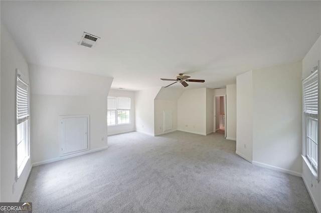 5176 Shotwell St, Woodstock, GA 30188 - unfurnished living room with carpet floors, a ceiling fan, and lofted ceiling