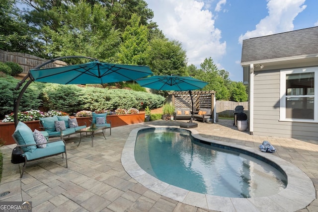 6430 Banbury Ct SE, Mableton, GA 30126 - view of pool featuring an outdoor living space, a patio area, and a fenced backyard