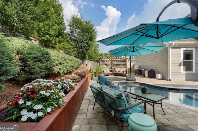 6430 Banbury Ct SE, Mableton, GA 30126 - view of swimming pool featuring an outdoor hangout area, grilling area, and a patio