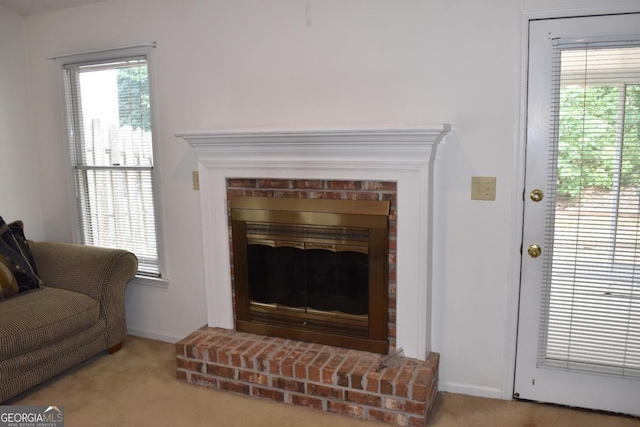 1106 Shiloh Ln NW, Kennesaw, GA 30144 - detailed view of a brick fireplace and carpet