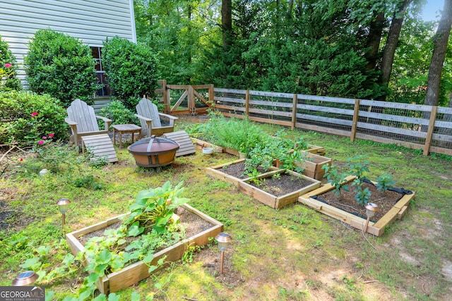5340 Harris Creek Dr, Cumming, GA 30040 - fenced yard featuring a vegetable garden