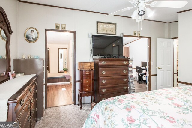 3564 Chapel Cir, Blackshear, GA 31516 - bedroom featuring ornamental molding and ceiling fan